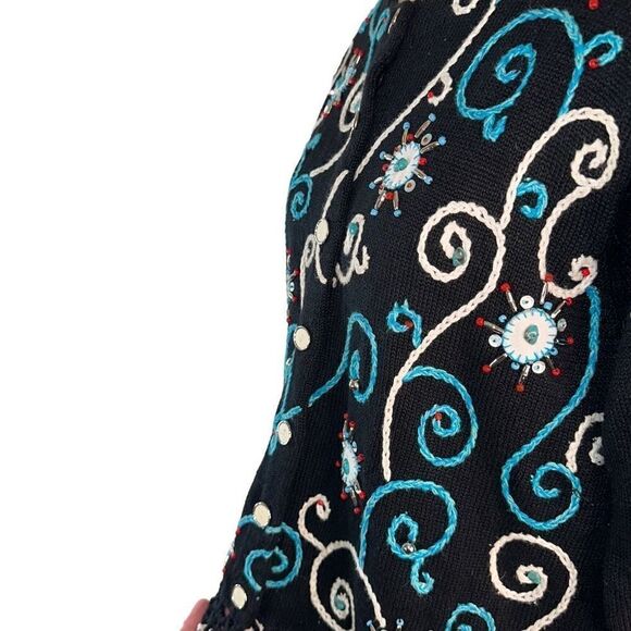 Vintage Design Options Phillip & Jane Gordon Womens Artsy Embroidered Cardigan - Picture 6 of 10